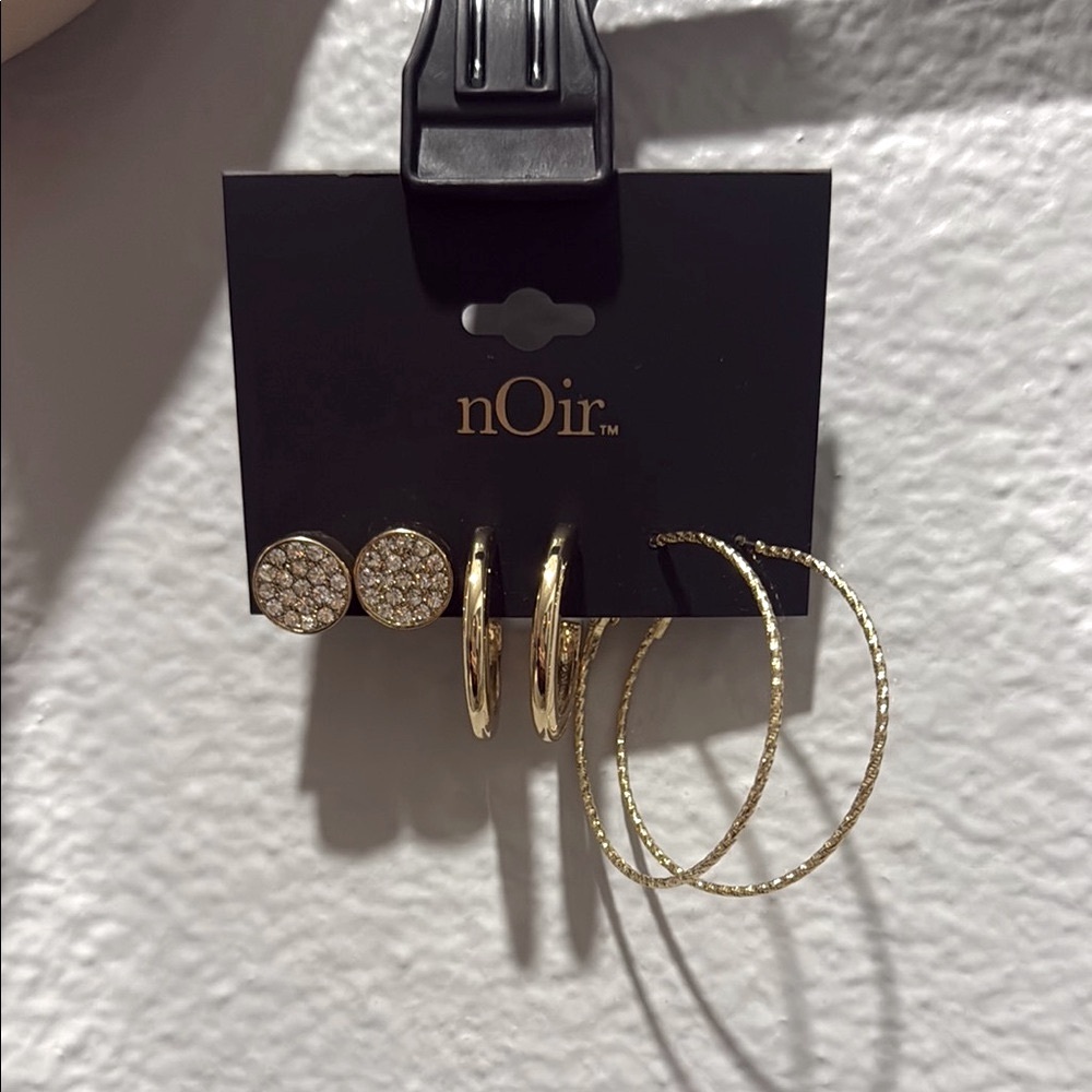 NEW! nOir Gold Earring Set of 3